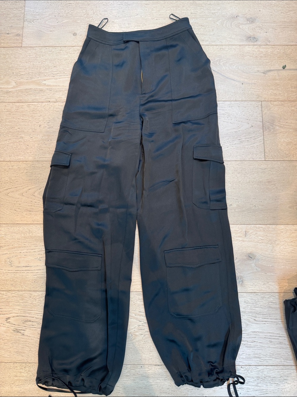 NICHOLAS Black Cargo Jogger Pants with Drawstring Hems